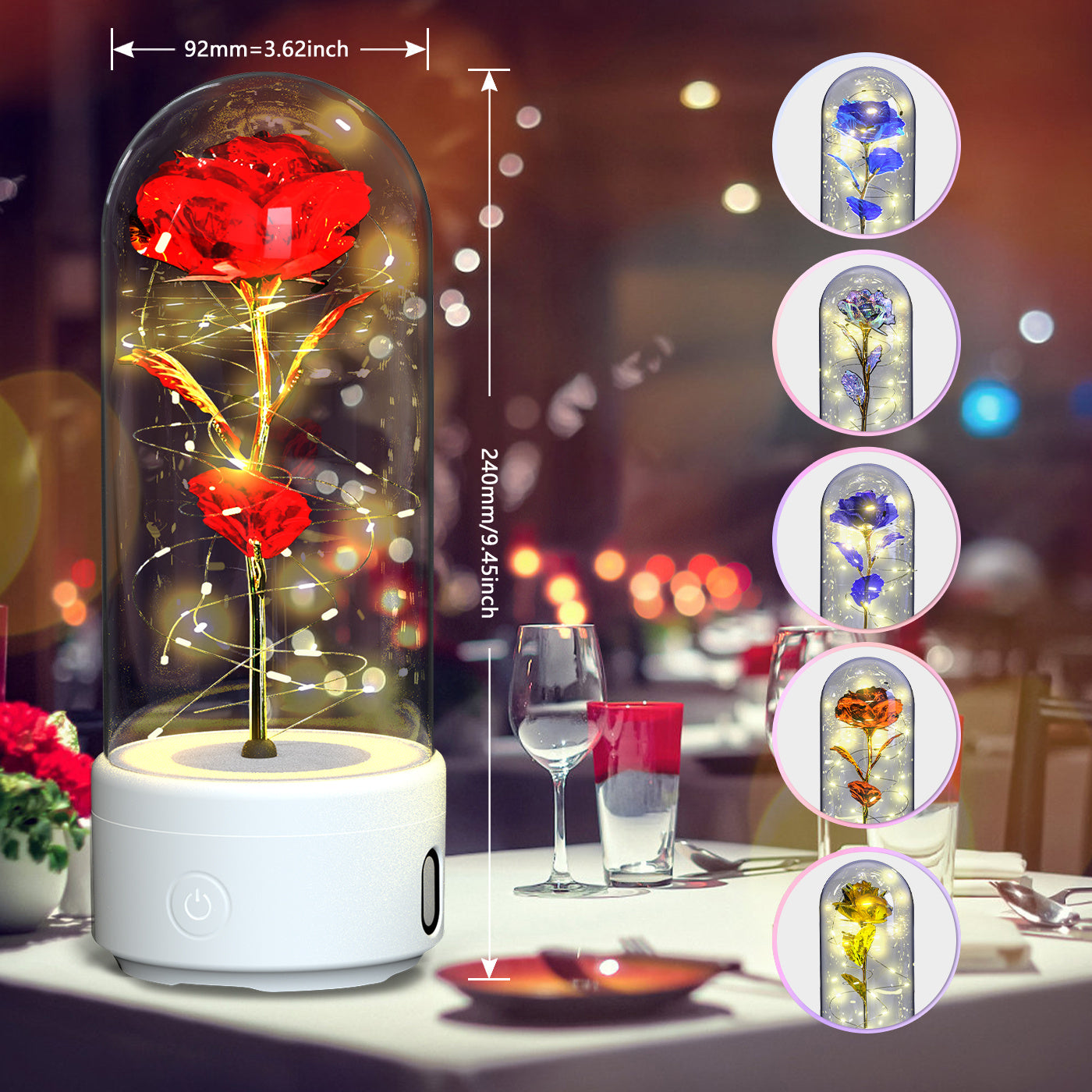 Rose Flowers LED Light And Bluetooth Speaker