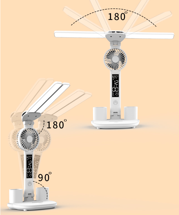 Rechargeable Double Head Lamp with Fan