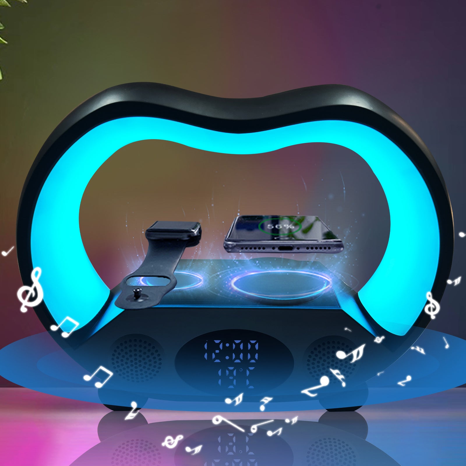 6In1 Multi-function Wireless Charger Night Light Bluetooth Speaker