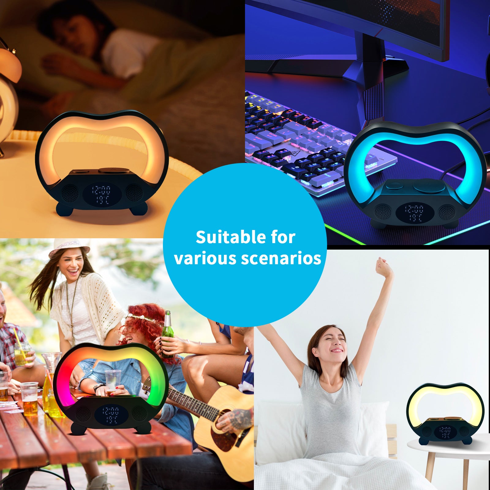 6In1 Multi-function Wireless Charger Night Light Bluetooth Speaker